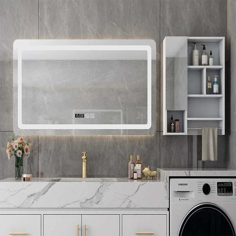 MMOOKA Modern Black Bathroom Cabinets Vanity Sets Aesthetic Multifunctional Over Toilet Storage Cabinet Smart Armadi Toilet Organizer