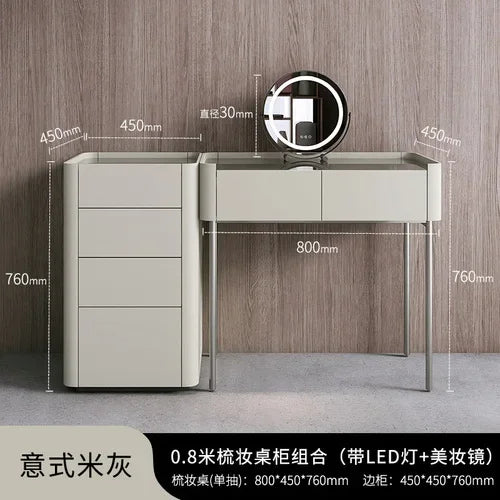 MMOOKA Italian Minimalist Dressing Table Modern Bedroom Mirror Jewelry Box Password Lock
