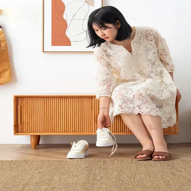 MMOOKA Simple Door Shoe Rack Wood Multipurpose Modern Entryway Bench Nordic Solid Wood Hallway Furniture Meuble Storage Cabinet HX50XG