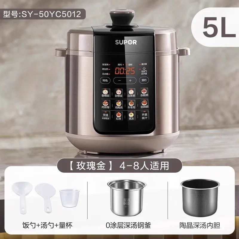 Supor electric pressure cooker 0 coated double bile multi-functional high pressure rice cooker 5L large capacity rice cooker