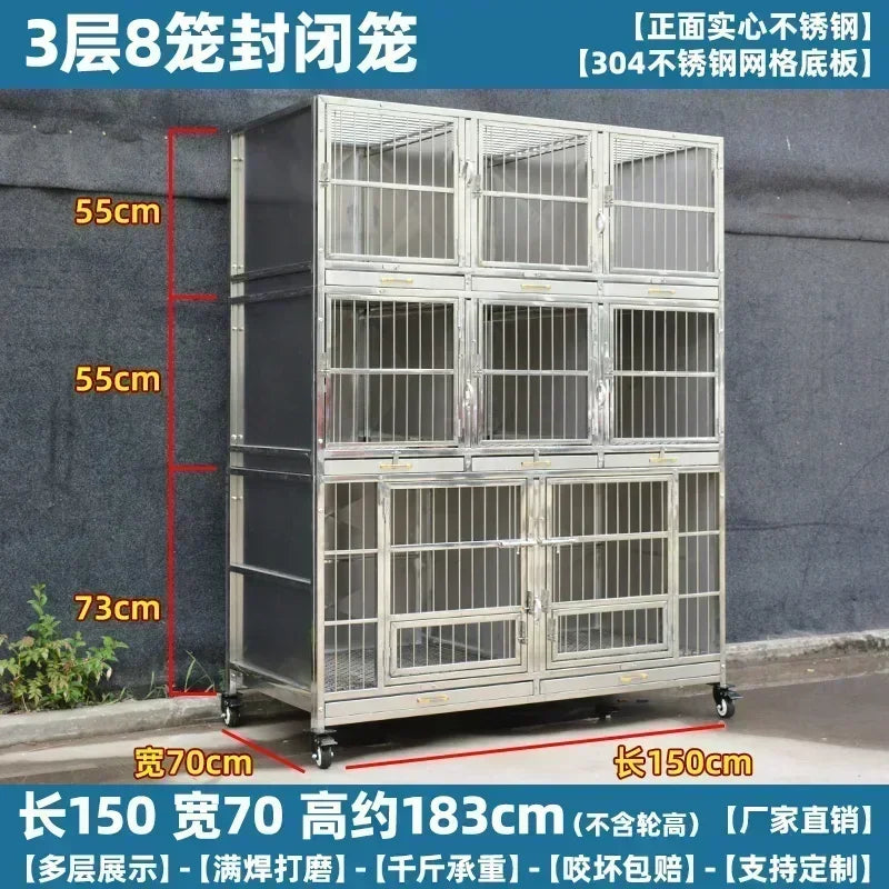 MMOOKA Stainless Steel Dog Cage Multi-Layer Pet Display Cabinet Pet Hospital Hospital Cage Display Cage