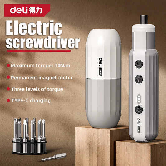 DELI Electric Screwdriver Set Home Cordless Electric Dril USB Rechargeable Multi-function Disassembly Torque Repair Tools Kit