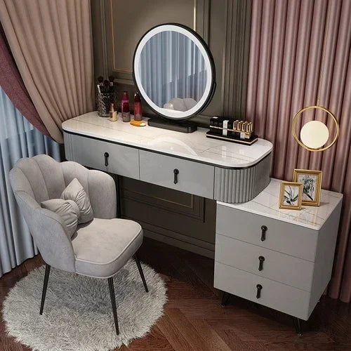 MMOOKA Nordic dressing table small apartment bedroom multi-functional modern minimalist light luxury paint makeup table dresser vanity