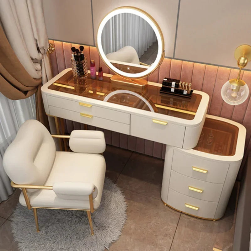 MMOOKA Dressing Table With Mirror Bedroom Dresser Storage Cabinet Dressing Table Dresser Vanity Table Bedroom Furniture For Make up