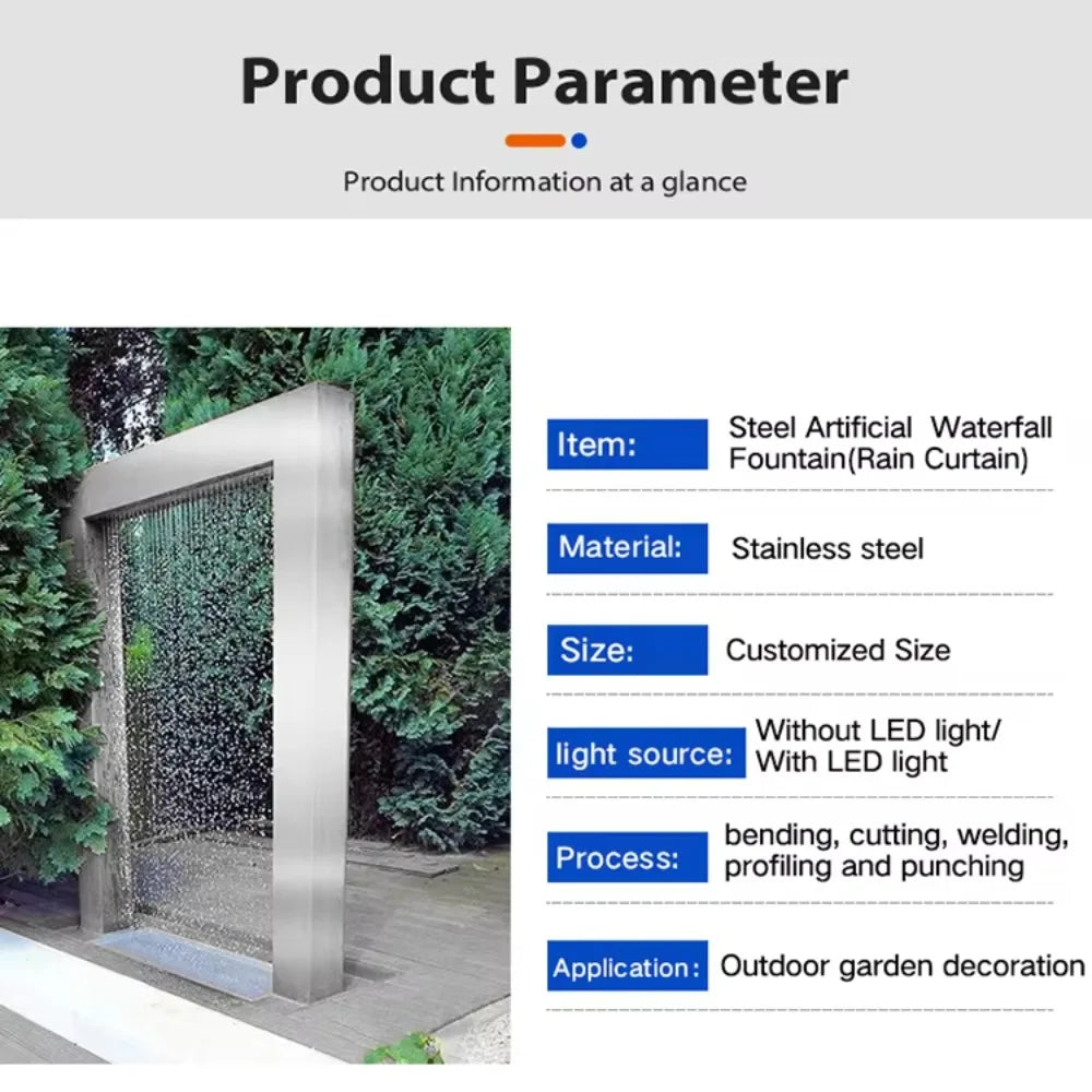 ANTNX Customized Swimming Pool Stainless Steel Wall Water Blade Waterfall Fountains Metal Garden Sculpture Fountain ANTNX.COM