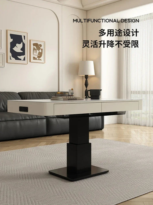 MMOOKA Modern Simple Lifting Coffee Table Dual-Use Living Room Creative Solid Wood Coffee Table