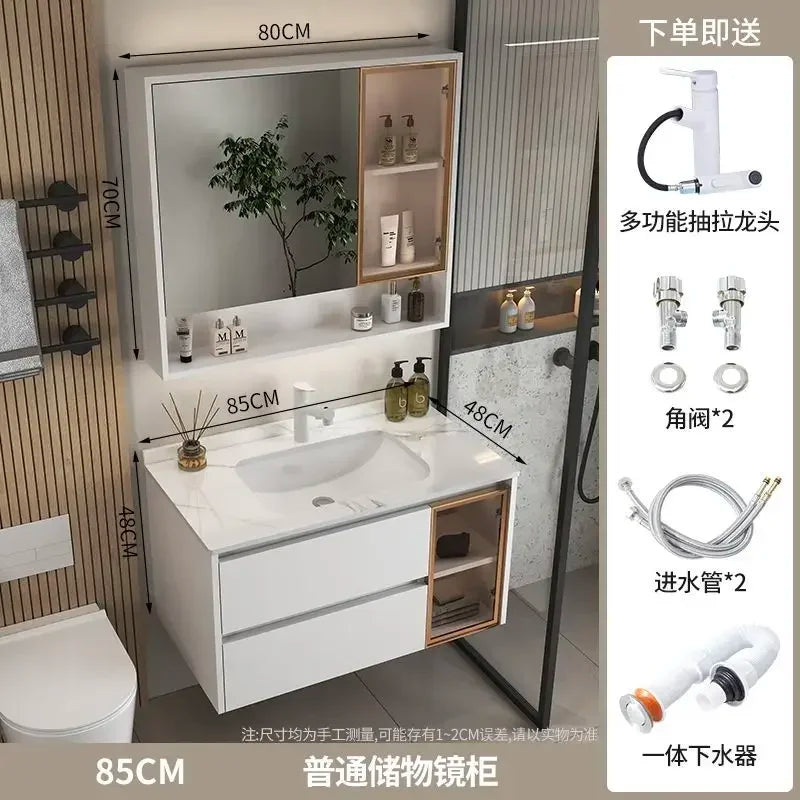 MMOOKA Solid Wood Home Bathroom Cabinet Sinks  65cm-115c Furniture Wash Basin Combination Bathroom Bathroom Smart Wash Basin