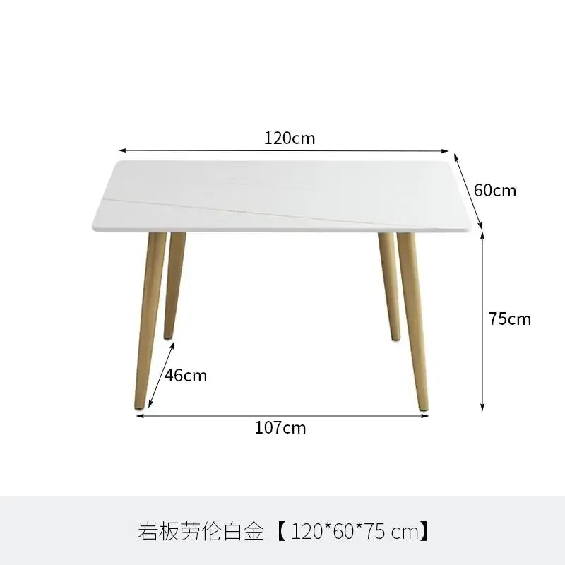 MMOOKA Nordic White Dining Table Decor Gold Legs Living Room Design Dining Table Aesthetic Marble Top Mesa Comedor Household Essentials