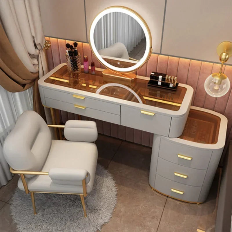 MMOOKA Dressing Table With Mirror Bedroom Dresser Storage Cabinet Dressing Table Dresser Vanity Table Bedroom Furniture For Make up