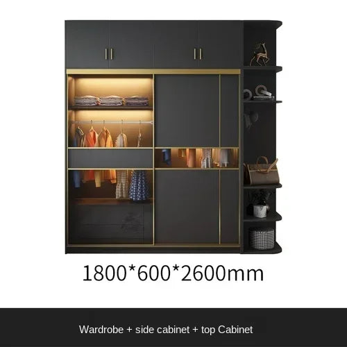 MMOOKA Modern minimalist luxury sliding door wardrobe locker household bedroom assembly wardrobe