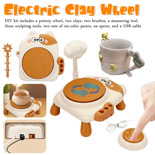 MMOOKA Kids Pottery Wheel Kit Cute Animal USB Powered Art Set for Creative DIY Crafting with Tools Birthday Gift for Ages 3 and UpMMOOKA.COM