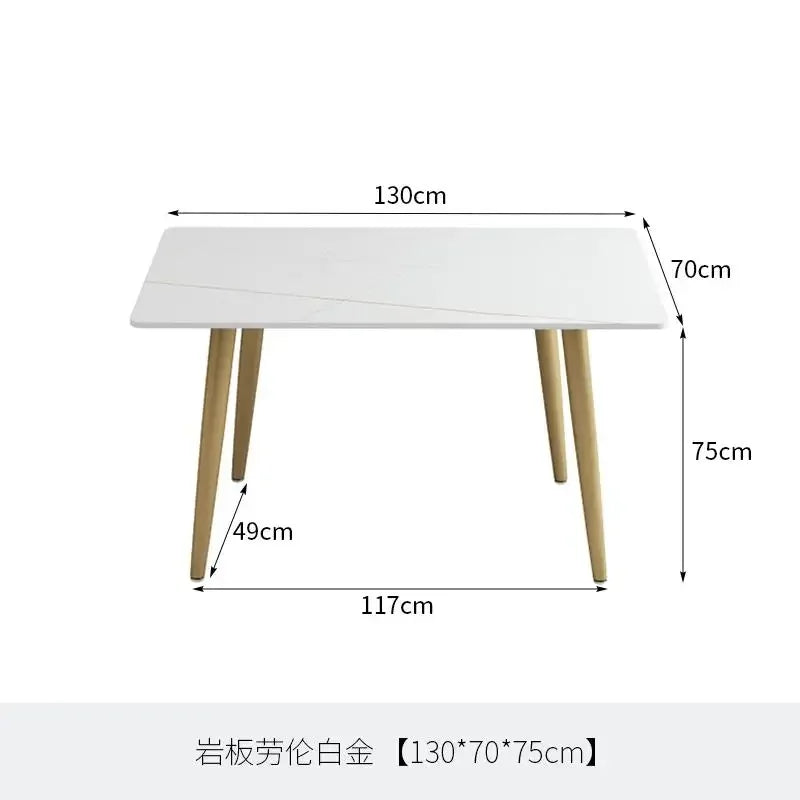 MMOOKA Nordic White Dining Table Decor Gold Legs Living Room Design Dining Table Aesthetic Marble Top Mesa Comedor Household Essentials