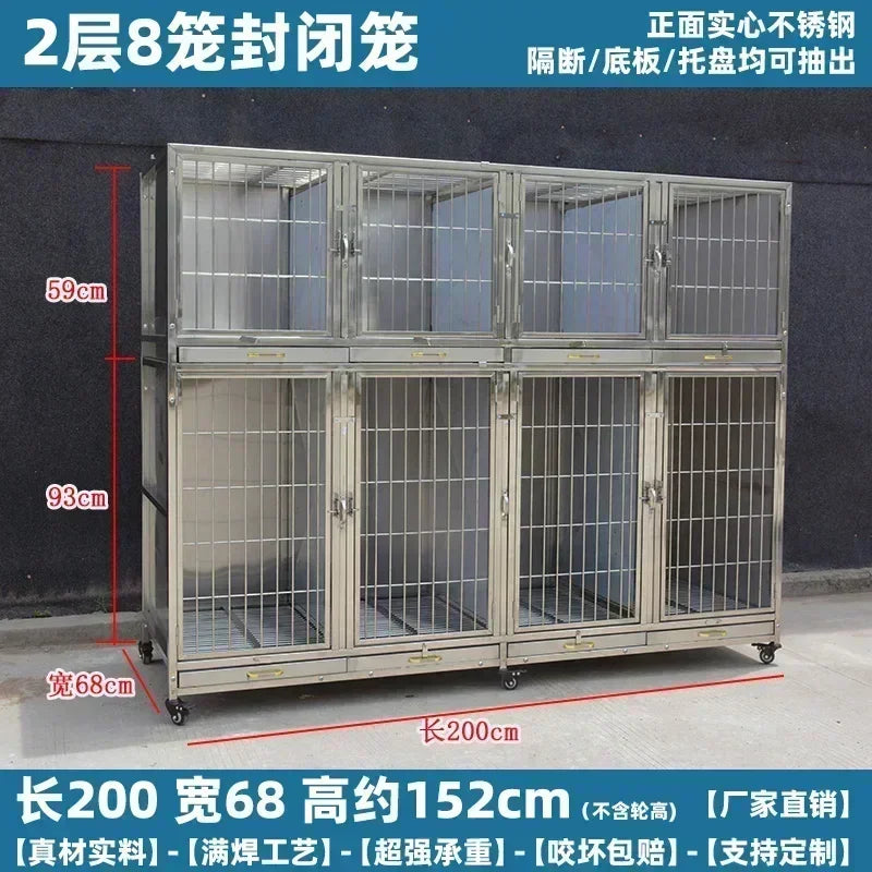 MMOOKA Stainless Steel Dog Cage Multi-Layer Pet Display Cabinet Pet Hospital Hospital Cage Display Cage