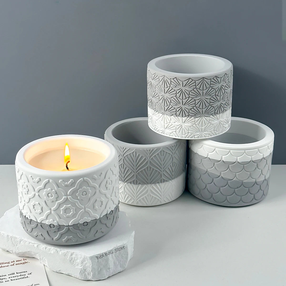 MMOOKA DIY Round Plaster Candle Cup Silicone Mold Flowerpot Storage Jar Cement Plaster Pottery Mould Concrete Making Crafts SuppliesMMOOKA.COM