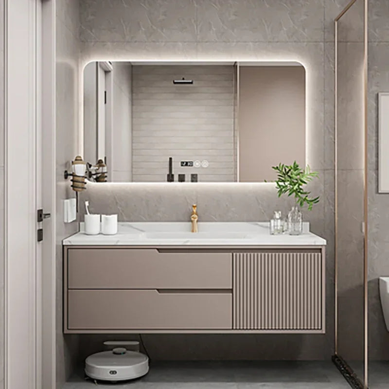 MMOOKA Basin With Wooden Cabine Bathroom Cabinet Vanity With Sink Furniture Combination Oak Smart Mirror Lacquered Seamless Integrated