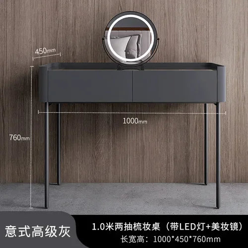MMOOKA Italian Minimalist Dressing Table Modern Bedroom Mirror Jewelry Box Password Lock