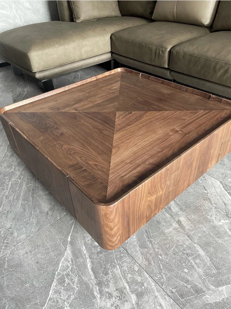MMOOKA Italian Style Minimalist Square Designer Coffee Table Solid Wood Storage Living Room Luxury Modern Table Basse Home Furniture