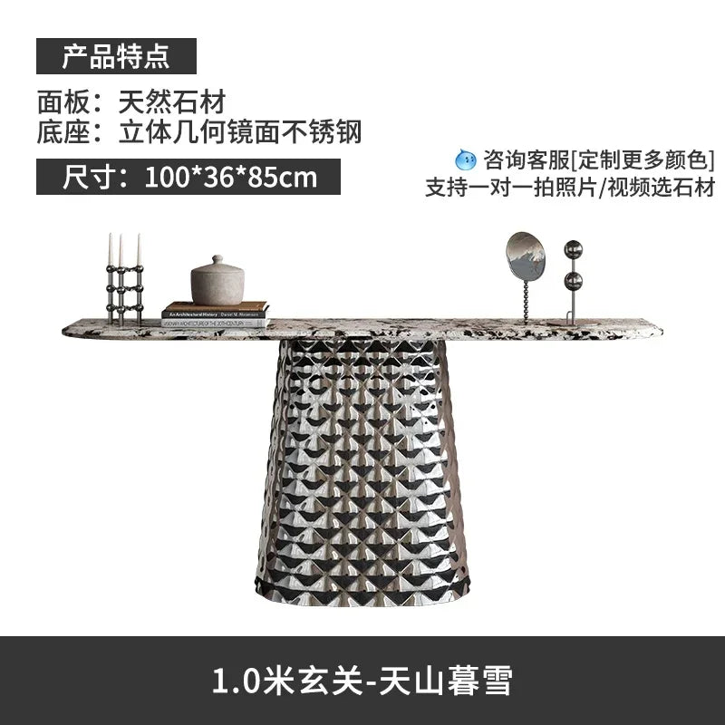 MMOOKA Natural Luxury Stone Italian Minimalist Three-Dimensional Geometry Console Tables Modern Minimalist