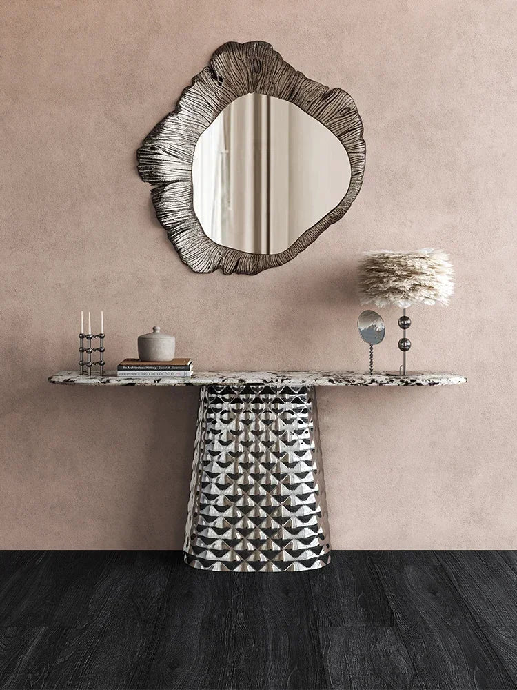 MMOOKA Natural Luxury Stone Italian Minimalist Three-Dimensional Geometry Console Tables Modern Minimalist