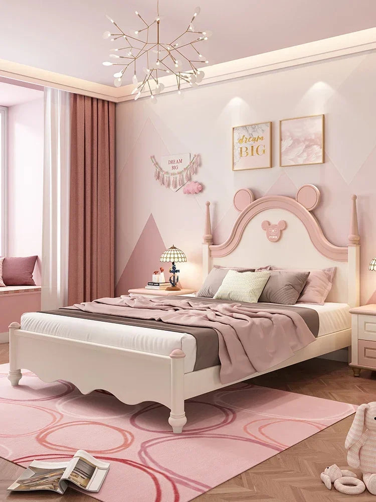 MMOOKA Children's Wardrobe Home Bedroom Cabinet Wood Foot Two Doors Three Doors Vertical Hinged Door Girls Pink