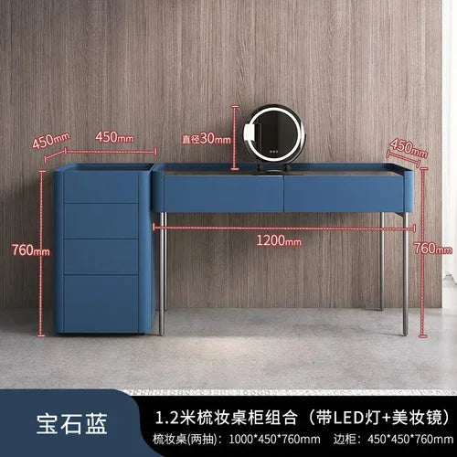 MMOOKA Italian Minimalist Dressing Table Modern Bedroom Mirror Jewelry Box Password Lock