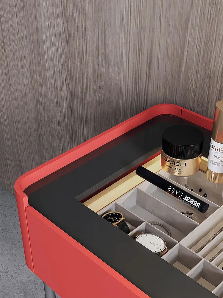 MMOOKA Italian Minimalist Dressing Table Modern Bedroom Mirror Jewelry Box Password Lock