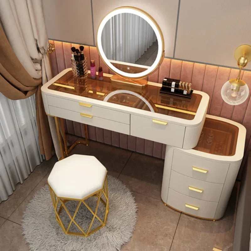 MMOOKA Dressing Table With Mirror Bedroom Dresser Storage Cabinet Dressing Table Dresser Vanity Table Bedroom Furniture For Make up