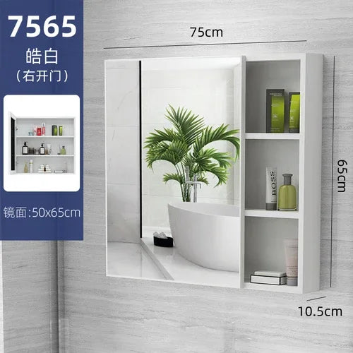 MMOOKA Nordic Wall Mounted Cabinets Mirror Storage Space Saving Aesthetic Bathroom Cabinets Makeup Shower Mobile Bagno Home Furniture