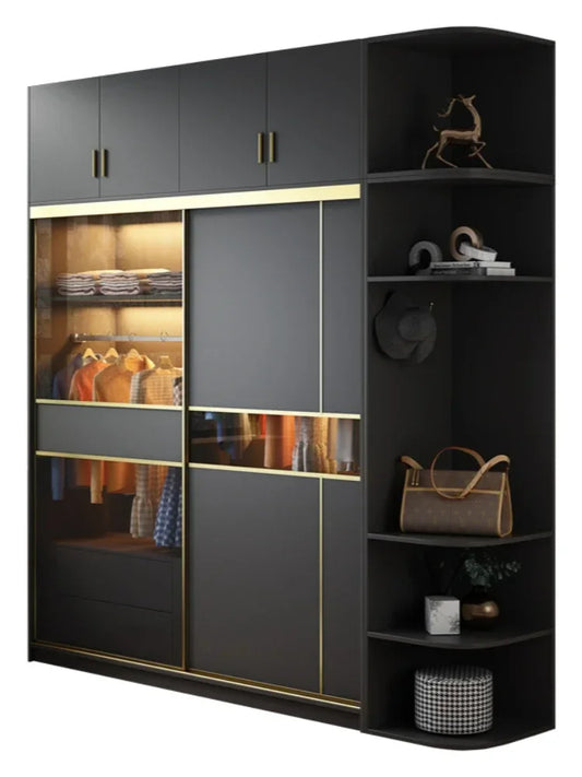 MMOOKA Modern minimalist luxury sliding door wardrobe locker household bedroom assembly wardrobe