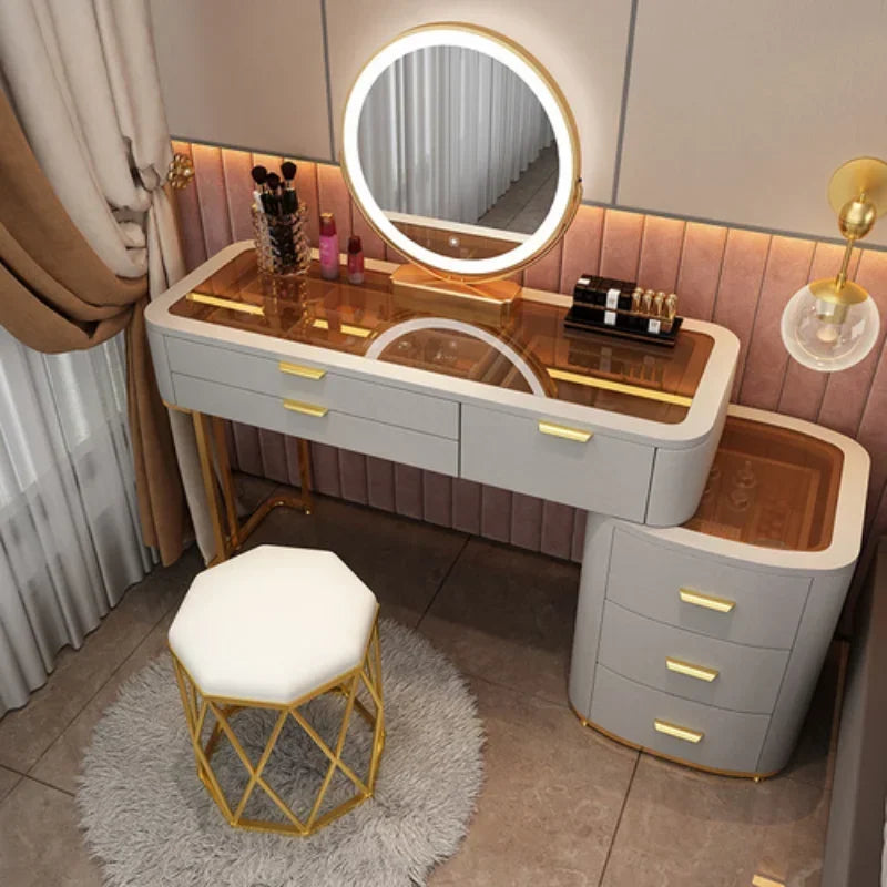 MMOOKA Dressing Table With Mirror Bedroom Dresser Storage Cabinet Dressing Table Dresser Vanity Table Bedroom Furniture For Make up