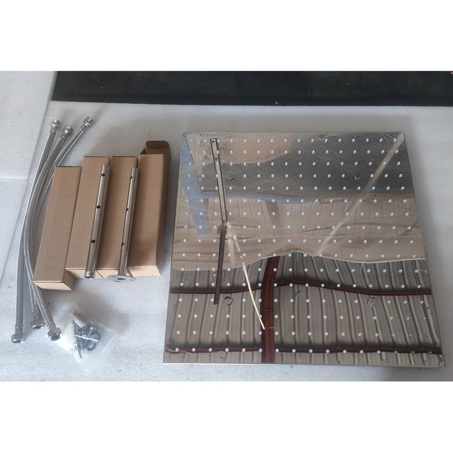 ANTNX 16/20inch 400/500mm LED Shower Head Faucet Set Rain Spray Massage Lateral Jets Thermostatic Mixer Valve Diverter Kit ANTNX.COM