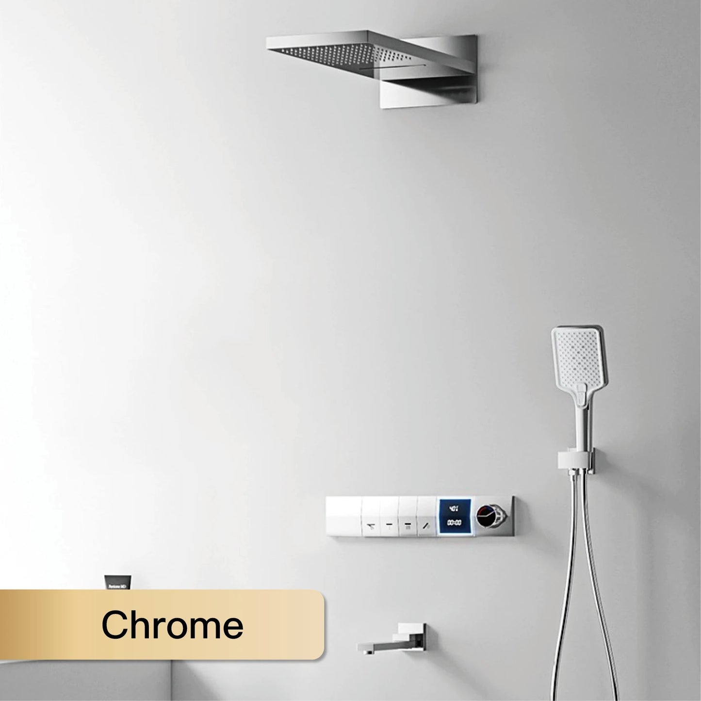 ANTNX Luxury gun gray brass shower system intelligent LED digital display design, wall mounted dual control cold & hot 4-function Tap ANTNX.COM