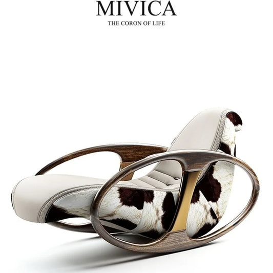 MMOOKA Italian-Style Light Luxury Leather Recliner Leisure Chair Single Sofa Rocking Chair