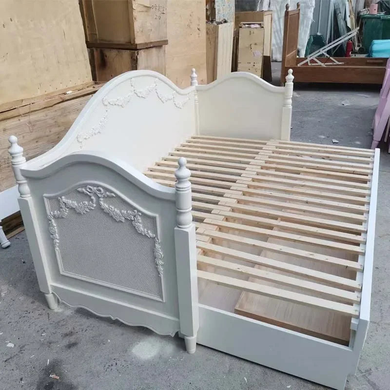 MMOOKA American Style French Style Retro Distressed Carved Multi-Functional Boys and Girls Stretchable Storage Sofa Bed