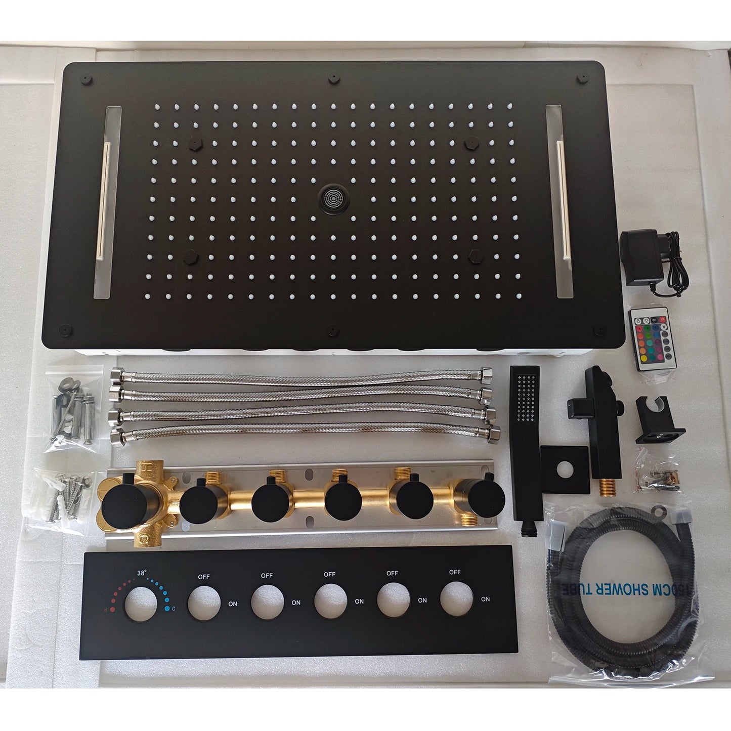 ANTNX Bathroom Ceiling Concealed 700x380mm Shower Head Panel Set Constant Temperature Valve Mixer Handheld Shower ANTNX.COM