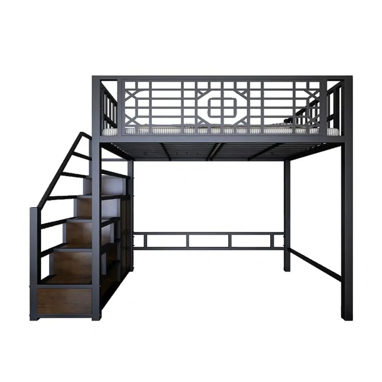 ANTNX New Chinese-style loft bed elevated sheet upper floor small apartment children's apartment iron frame ANTNX.COM