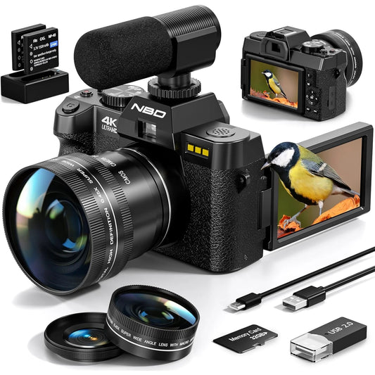 MMOOKA NBD Digital Camera 48MP 4K Video Camera 3.0 Inch Flip Screen Camcorder Vlogging Camera  and 16X Digital Zoom Photography Camera