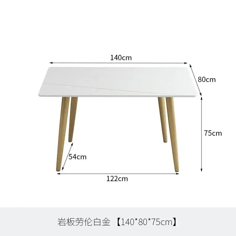 MMOOKA Nordic White Dining Table Decor Gold Legs Living Room Design Dining Table Aesthetic Marble Top Mesa Comedor Household Essentials