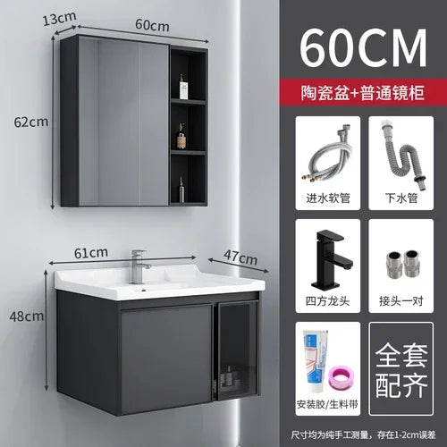 MMOOKA Luxury Full Sets Cabinets Washbasin Countertop Sink Black Bathroom Cabinets Faucets Hanging Mobili Da Bagno Auxiliary Furniture