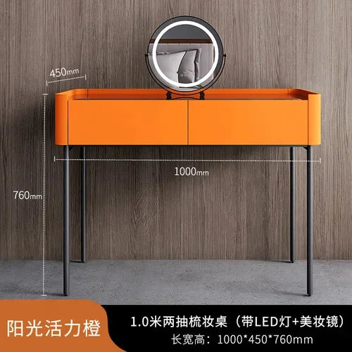 MMOOKA Italian Minimalist Dressing Table Modern Bedroom Mirror Jewelry Box Password Lock