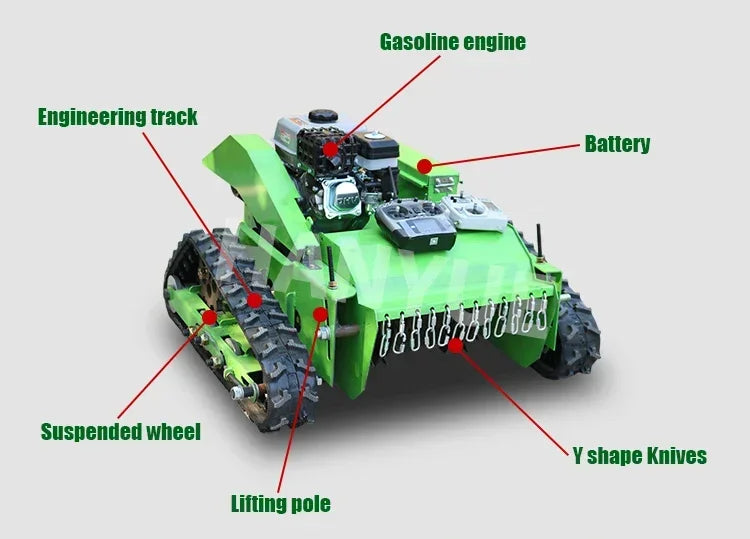 ANTNX Strong Crawler RC Flail Mower with 12 Sets Blades for Slopes Bushes 500 800mm Remote Flail Mower ANTNX.COM