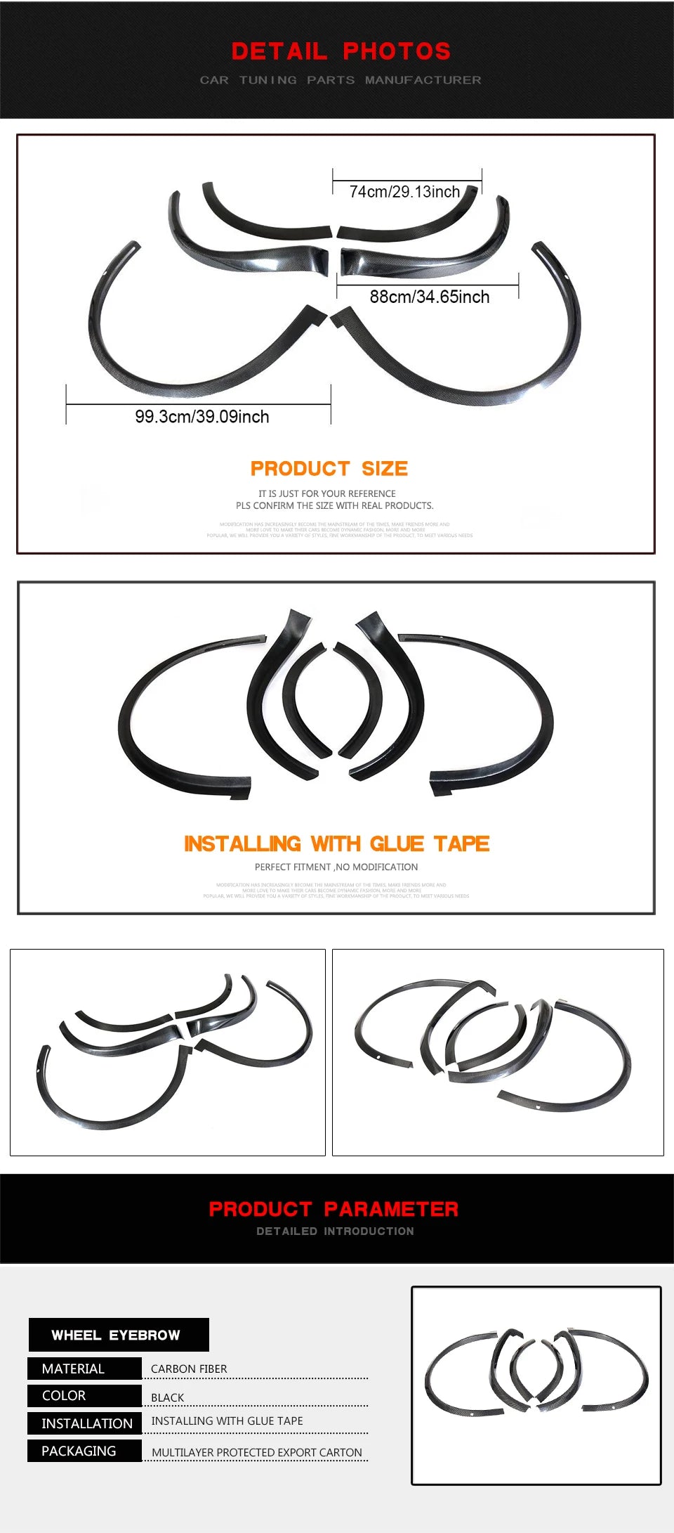 4pcs/set Carbon Fiber Wheel Eyebrow Arch Trim for Model X 2016 2017 2018