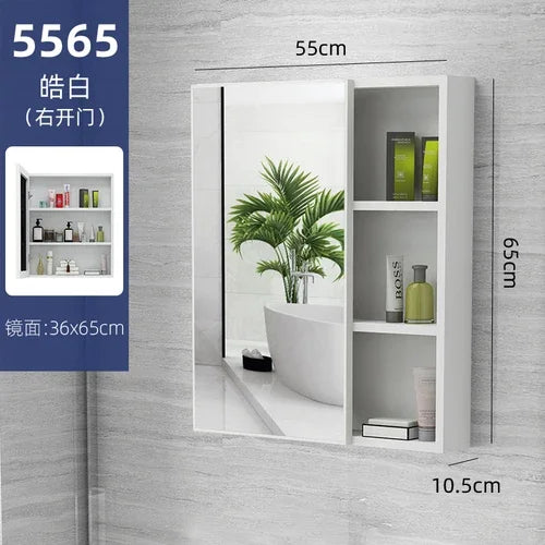 MMOOKA Nordic Wall Mounted Cabinets Mirror Storage Space Saving Aesthetic Bathroom Cabinets Makeup Shower Mobile Bagno Home Furniture