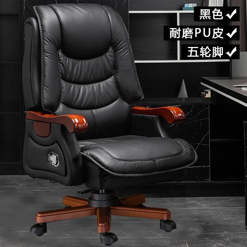 MMOOKA Luxury Leather Boss Office Chair Ergonomic Orange Office Chair With Footrest Sleep Comfort Cadeira Gamer Office Desk Furniture