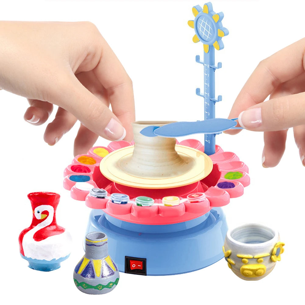 MMOOKA MMOOKA Sunflower Pottery Wheel Electric Pottery Wheel with Clay Brush Pigment DIY Clay Arts Tool Educational Interactive for Boys GirlsMMOOKA.COM