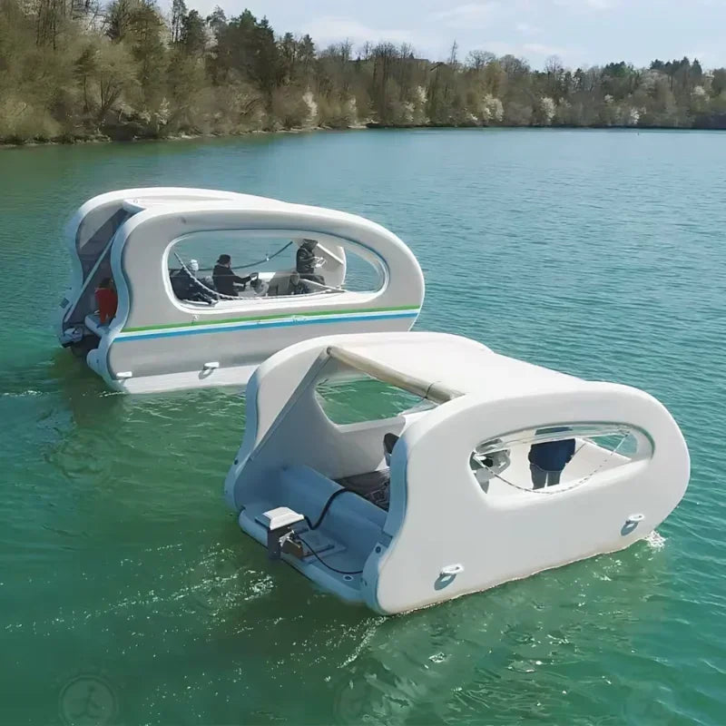 ANTNX WJ1Hot Sale Floating Inflatable Electric Boat Solar Sustainable Inflatable House Boat With Motor For Water Play ANTNX.COM