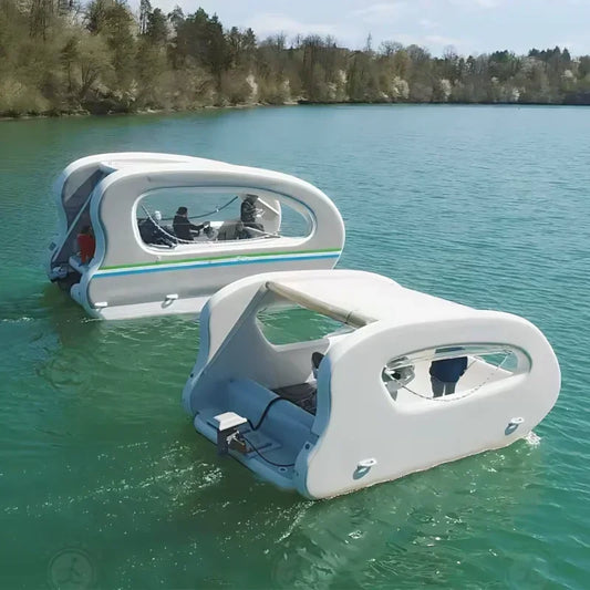 ANTNX WJ1Hot Sale Floating Inflatable Electric Boat Solar Sustainable Inflatable House Boat With Motor For Water Play ANTNX.COM