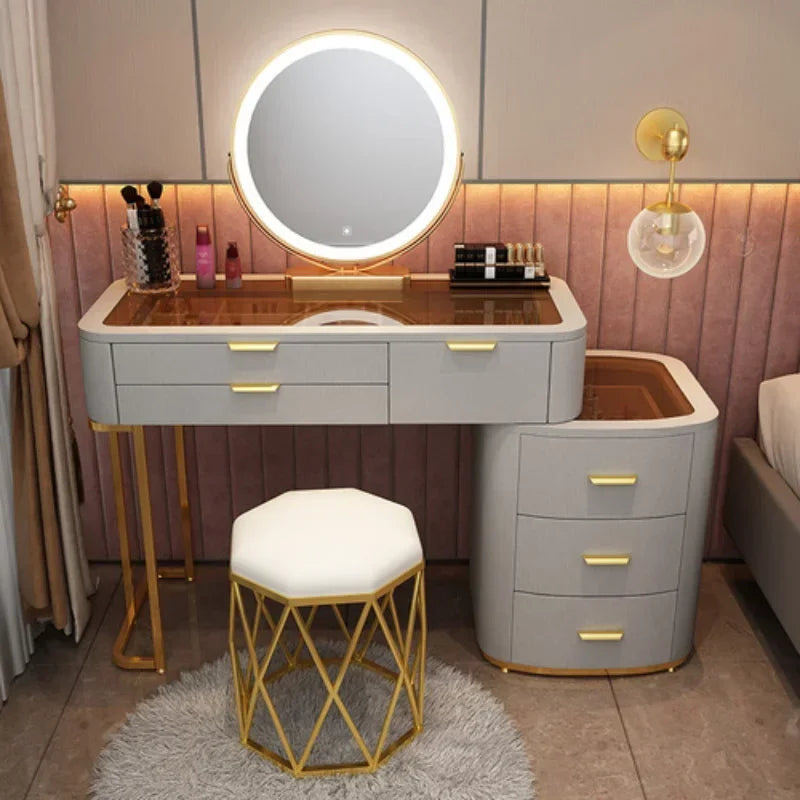MMOOKA Dressing Table With Mirror Bedroom Dresser Storage Cabinet Dressing Table Dresser Vanity Table Bedroom Furniture For Make up