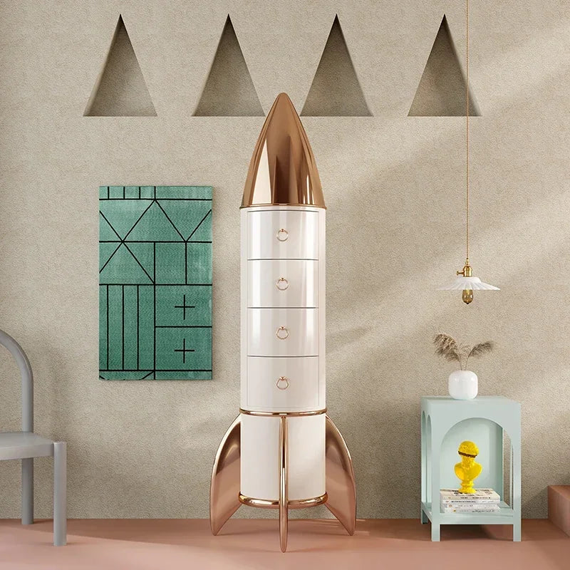 MMOOKA Affordable Luxury Style Creative Rocket Four-Bucket Cabinet Modern Simple Hallway High Chest of Drawers