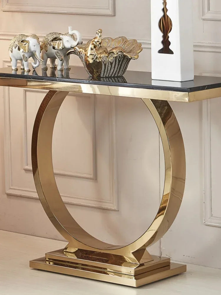 MMOOKA Modern Simple and Light Luxury Stainless Steel Gold Entry Door Entrance Cabinet Curio Cabinet